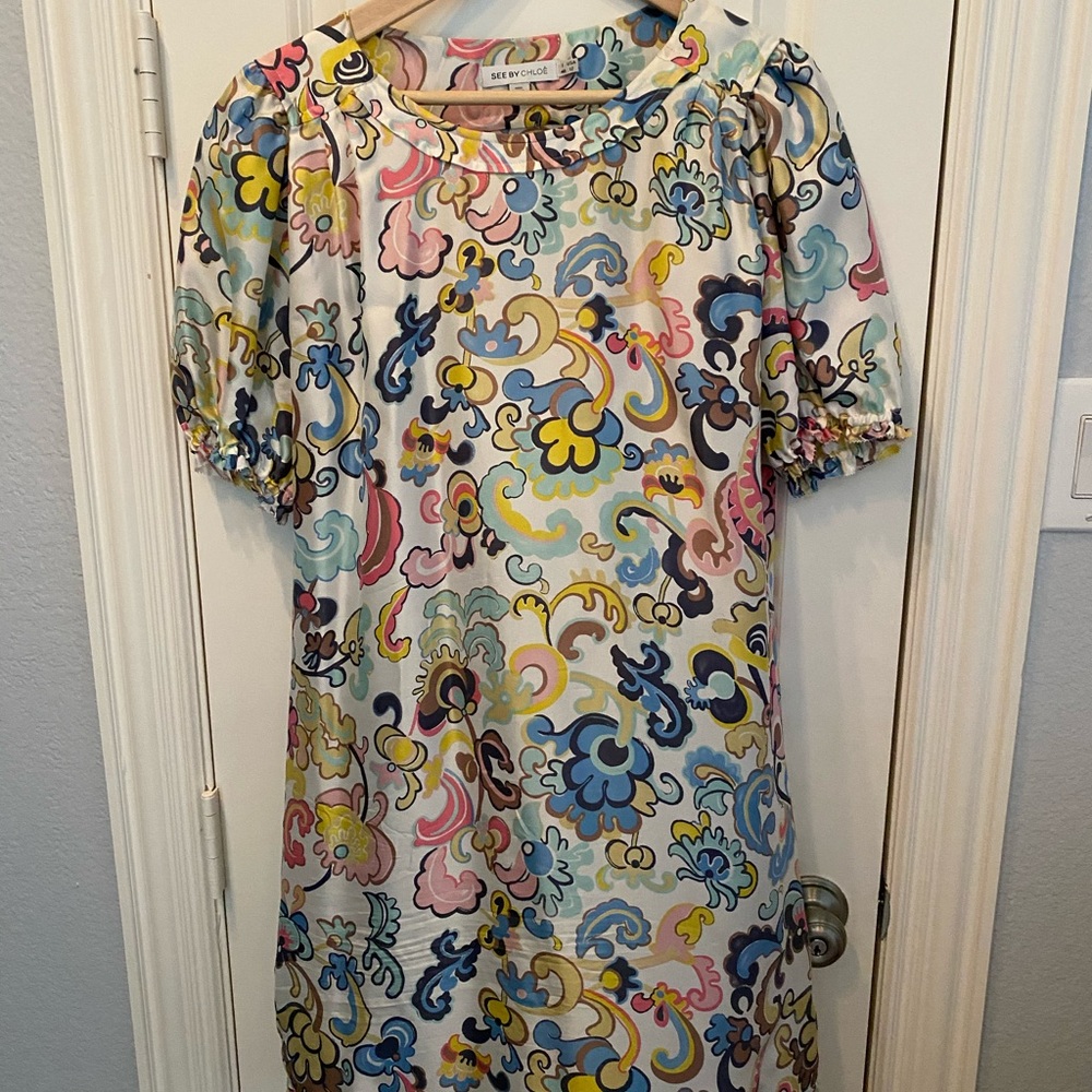 See by Chloe Silk Dress in Floral Pattern Size 12